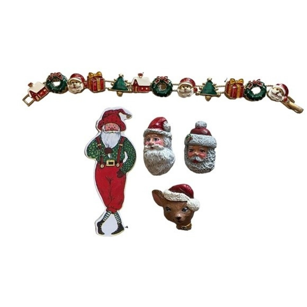 Christmas pins bracelet Santa jewelry